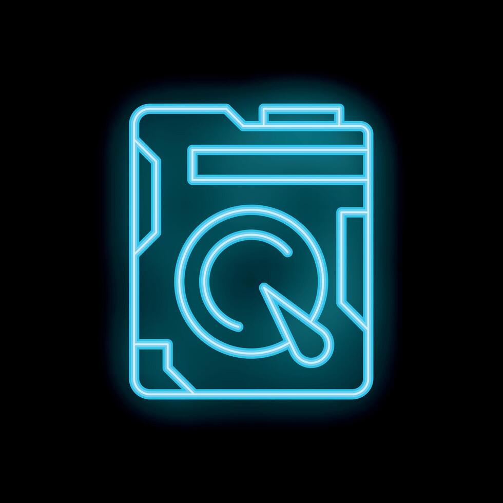 Glowing neon icon of a dj turntable playing vinyl record vector