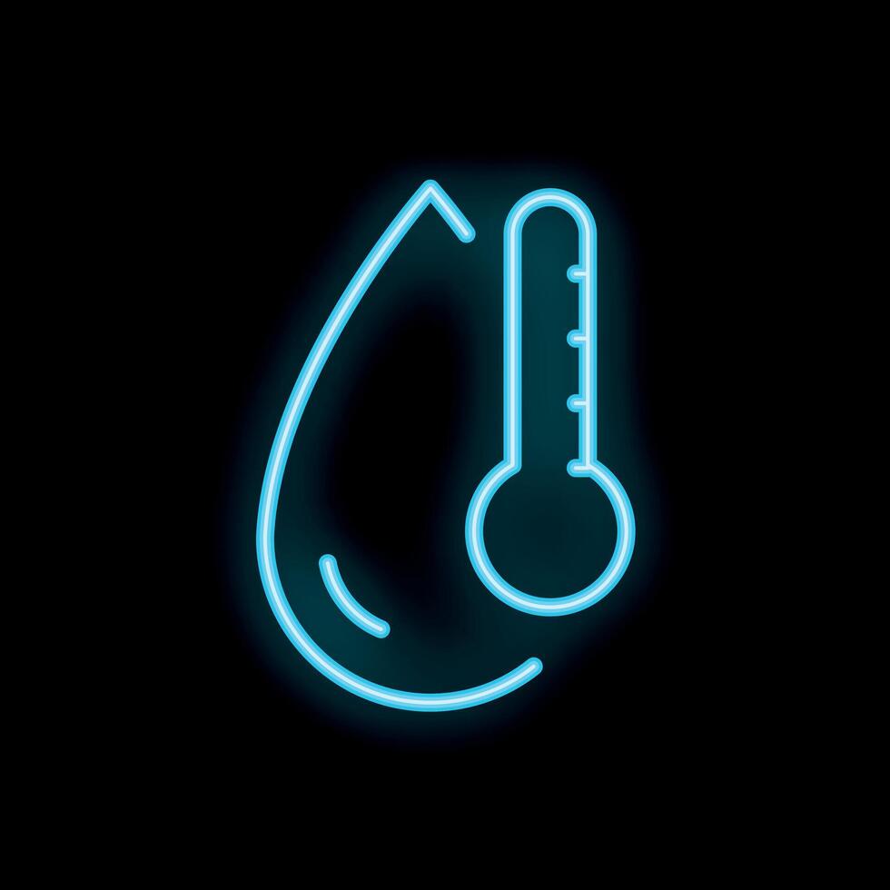 Neon icon of water drop and thermometer showing temperature vector