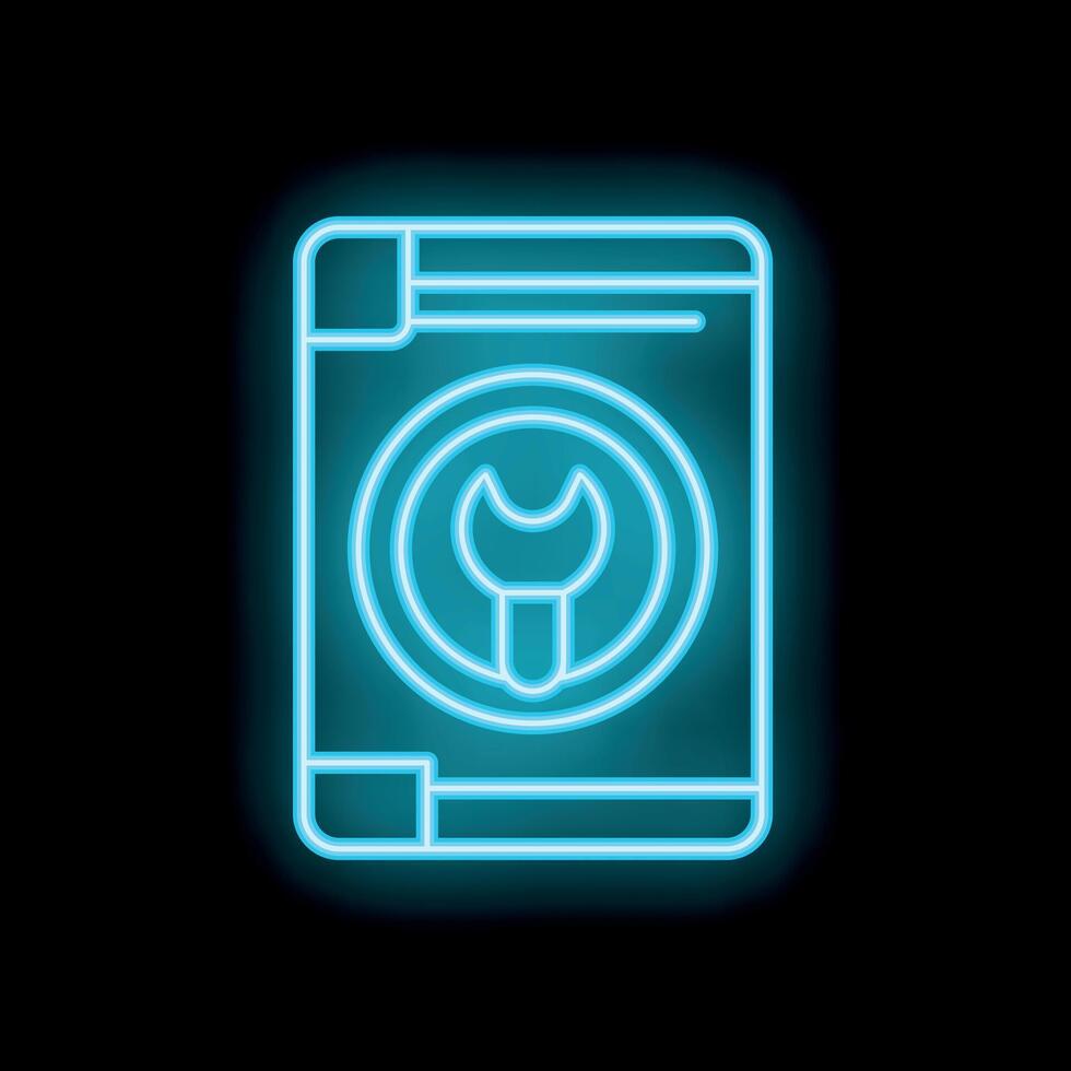 Neon sign showing online technical support service vector