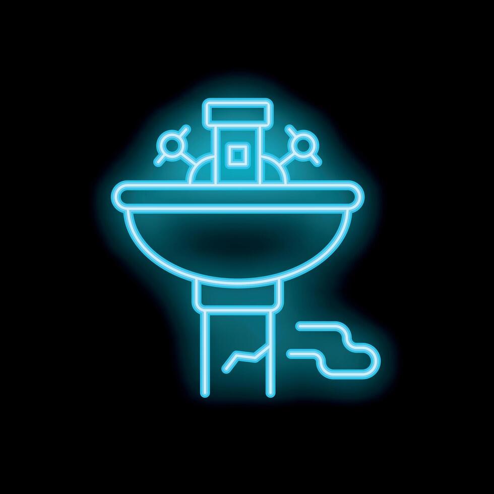 Neon icon of radio telescope exploring space for extraterrestrial life vector
