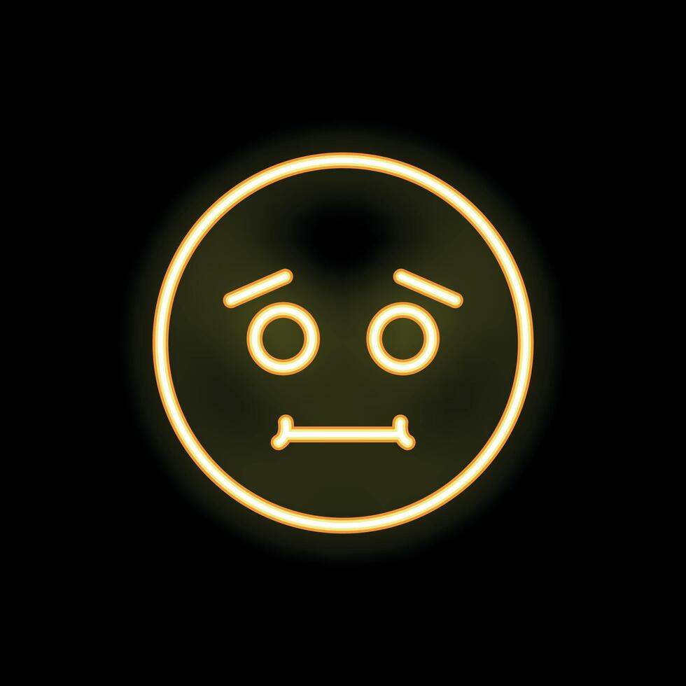 Yellow neon sad face expressing negative emotions vector