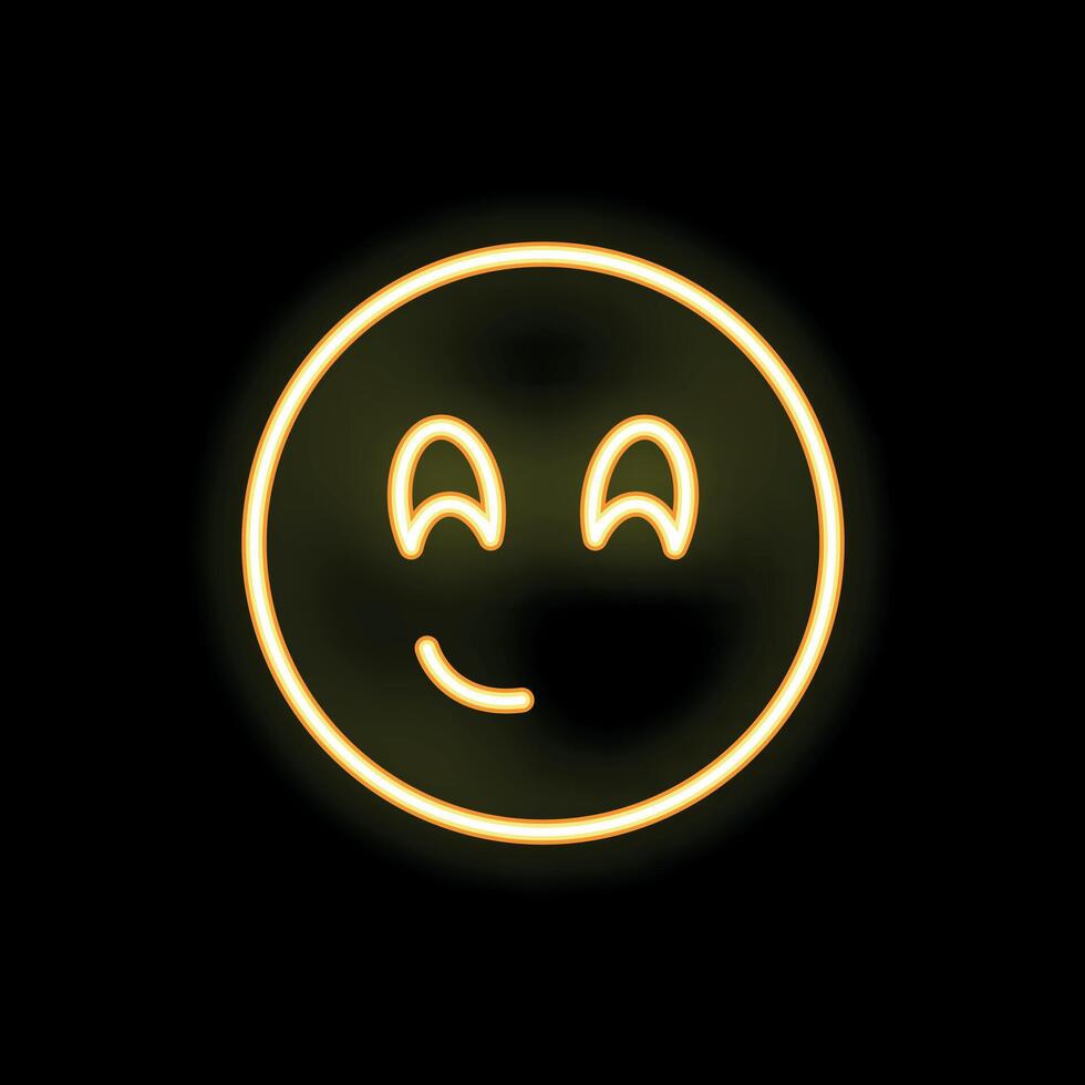 Neon yellow smiley face glowing on black background vector