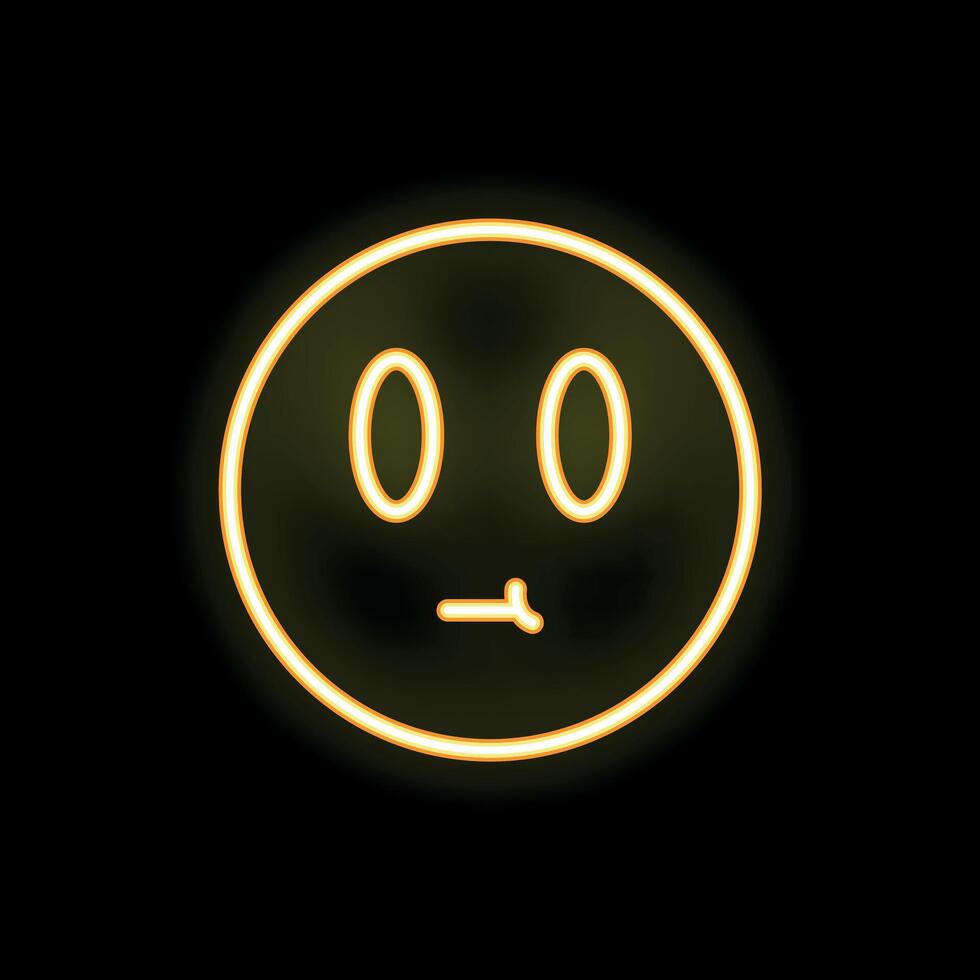 Neon yellow emoji showing disappointment on black background vector