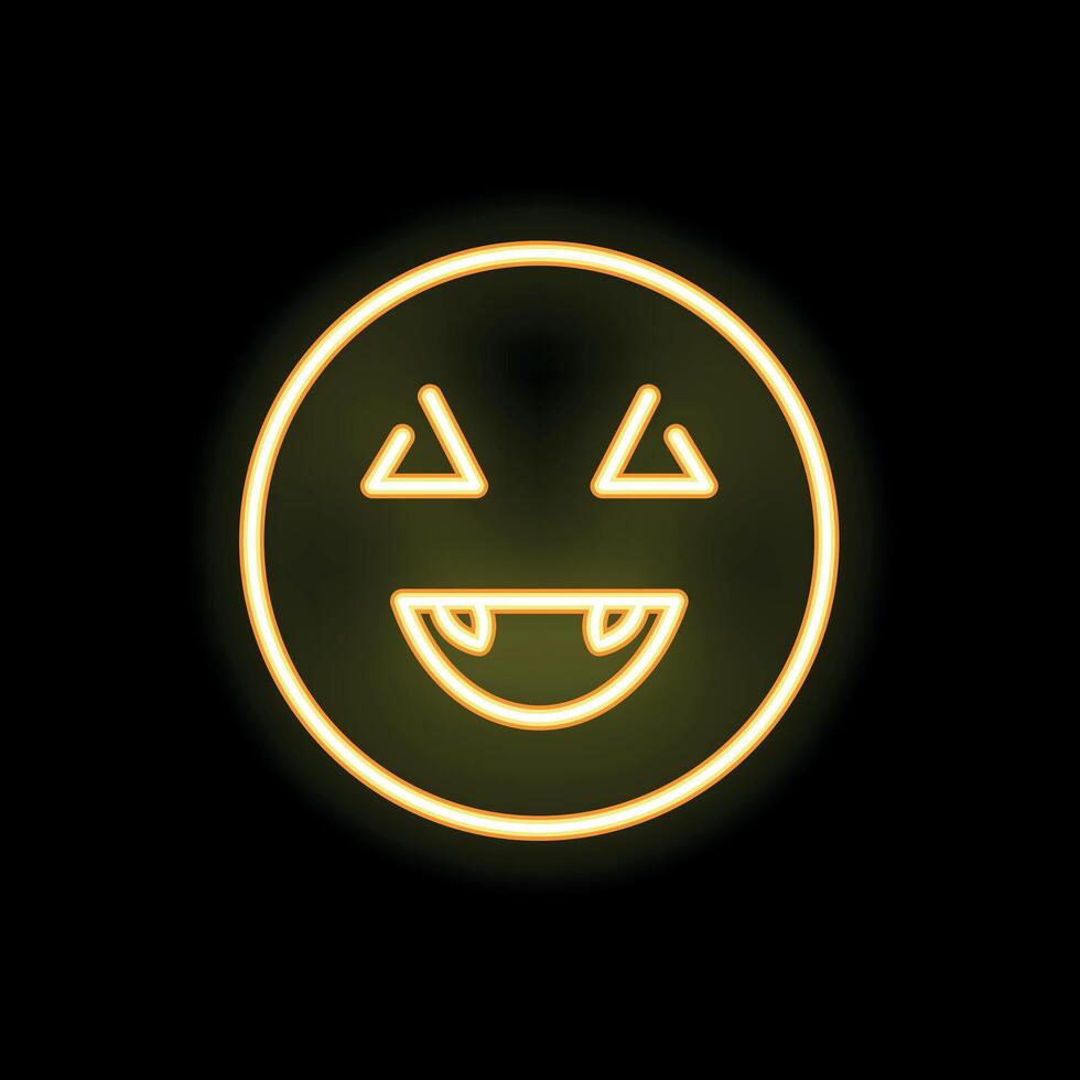 Neon vampire face glowing on black background vector
