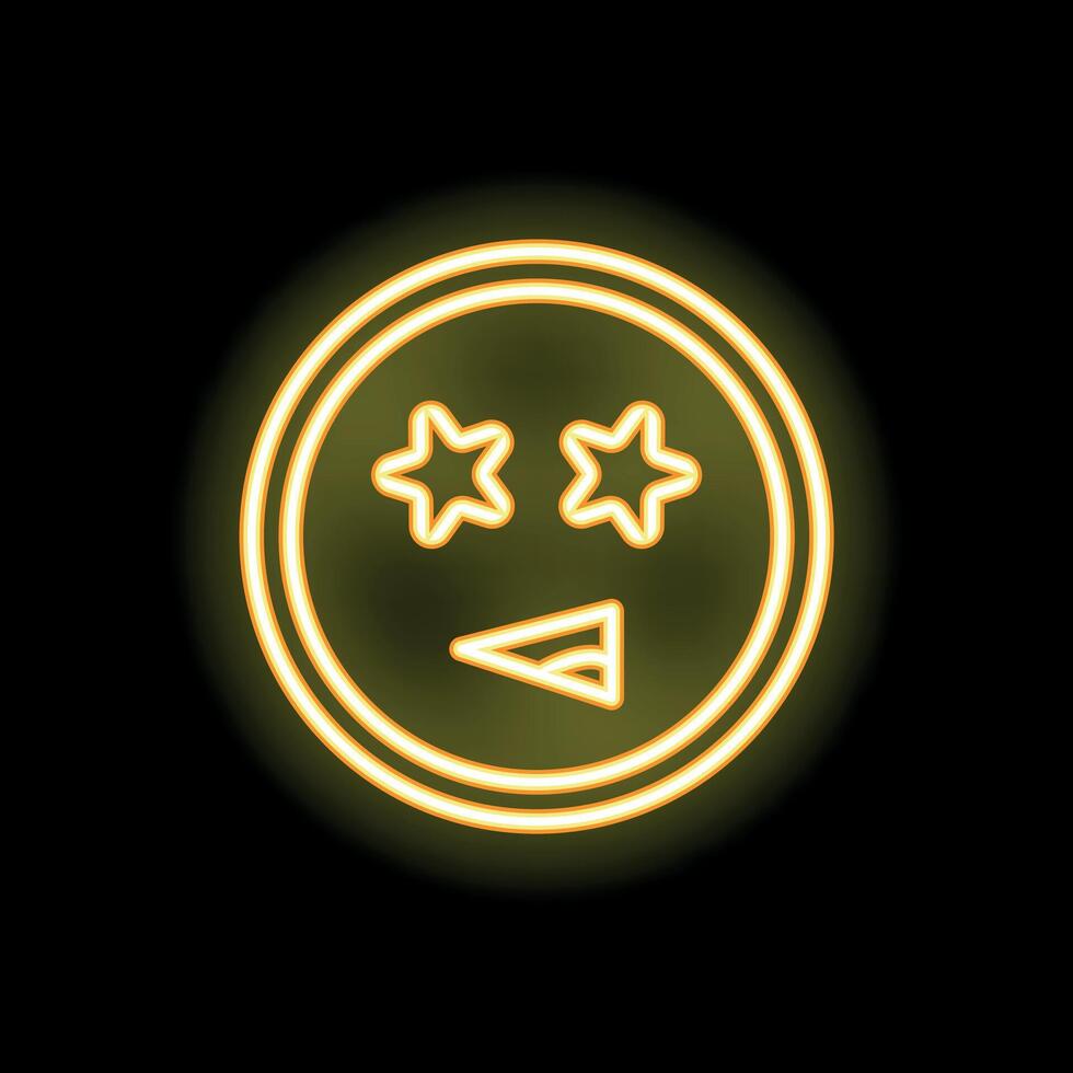 Neon yellow emoji showing starry eyed expression vector