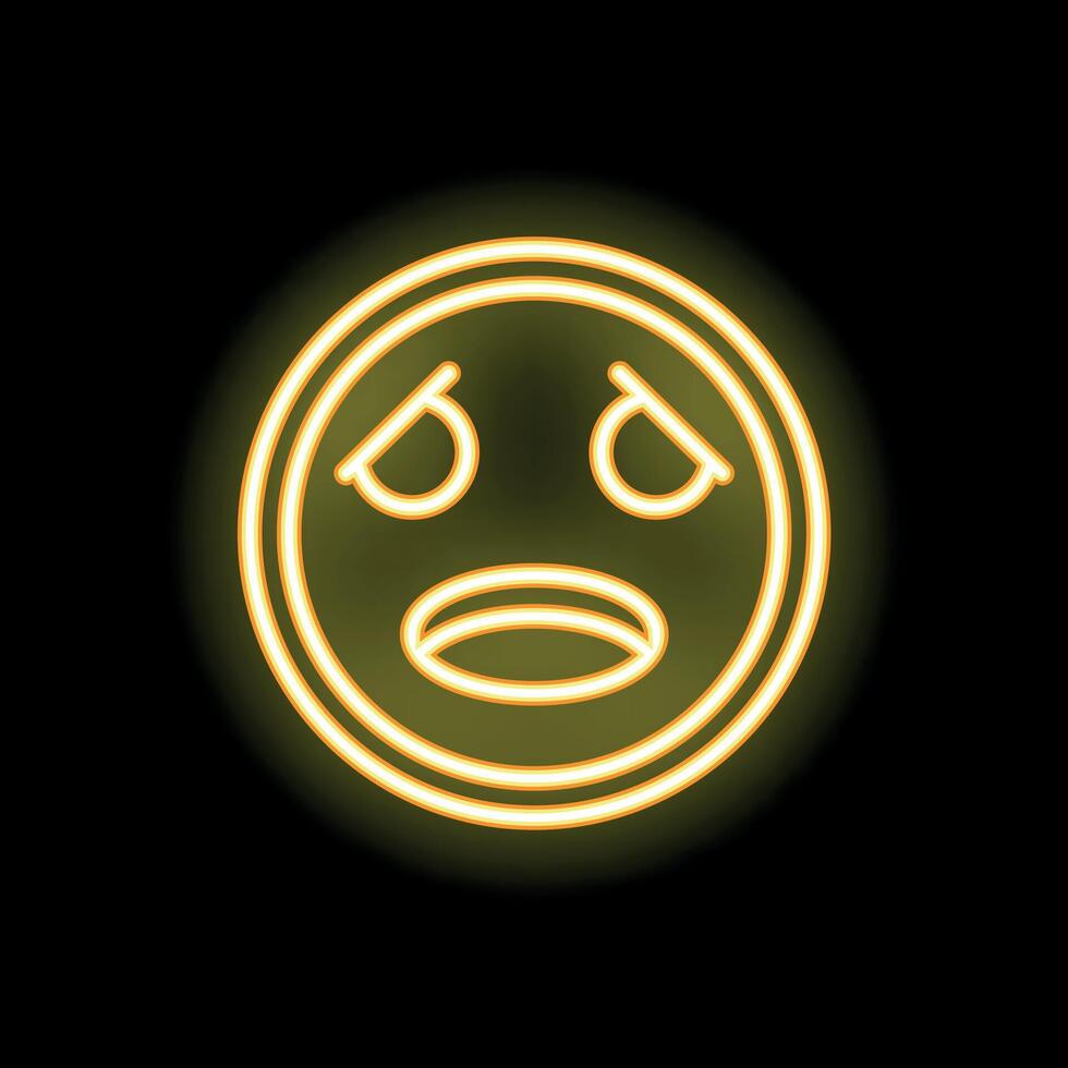 Neon yellow sad face showing disappointment vector