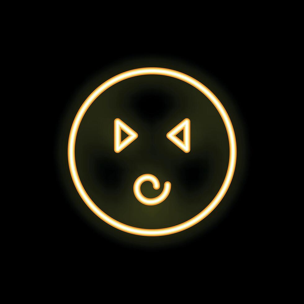 Neon yellow emoji showing tongue on black background vector