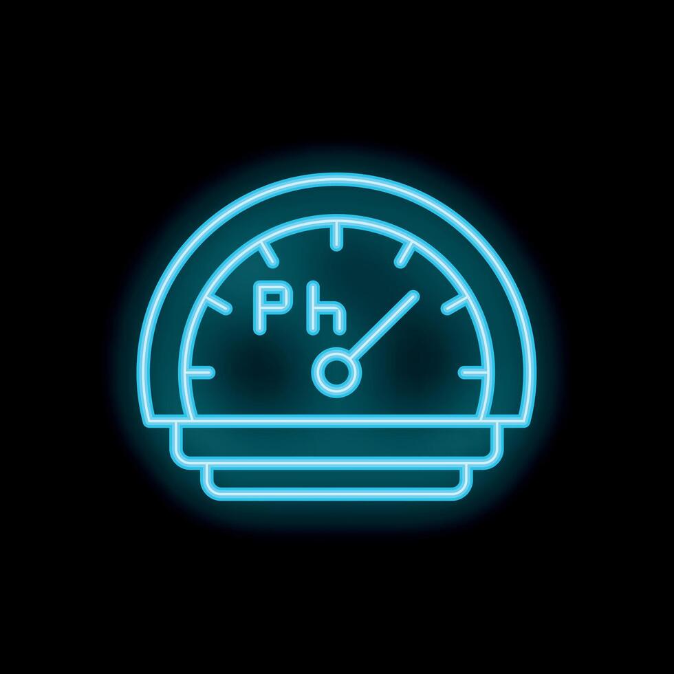 Neon icon of ph meter showing alkaline or acid level vector