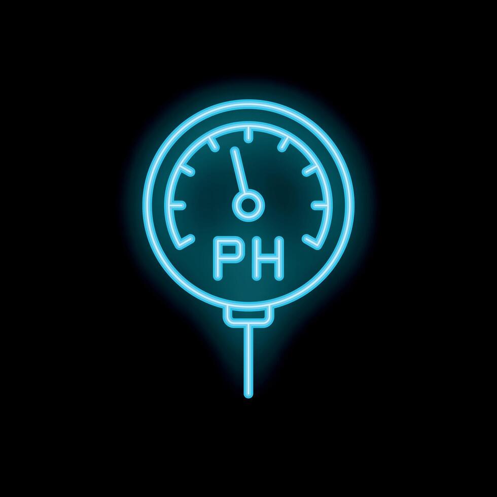 Neon icon of ph meter showing acidity and alkalinity level vector