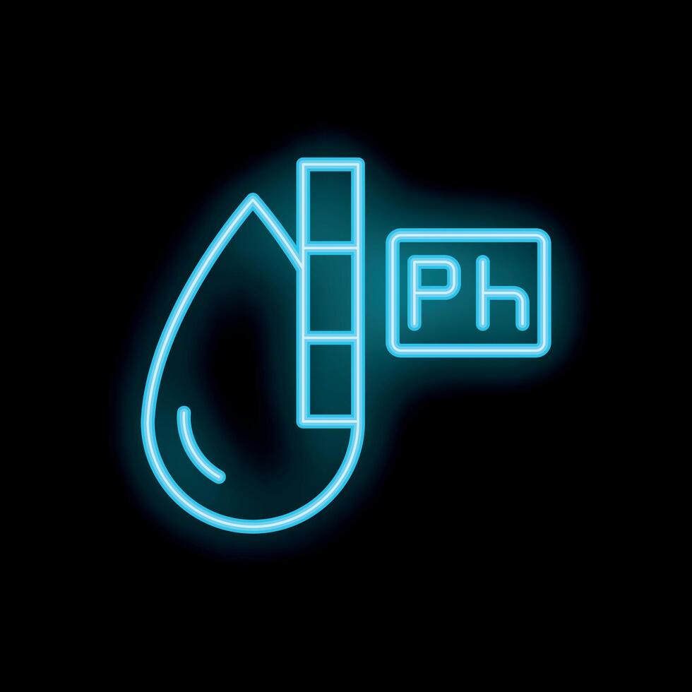 Neon icon of liquid ph test showing alkalinity or acidity vector