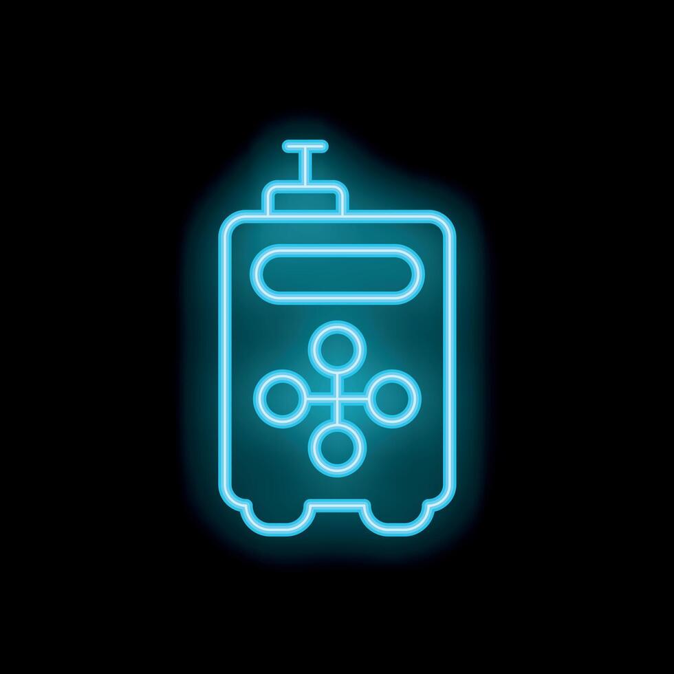 Neon sign representing a mobile phone showing a network symbol on black background vector