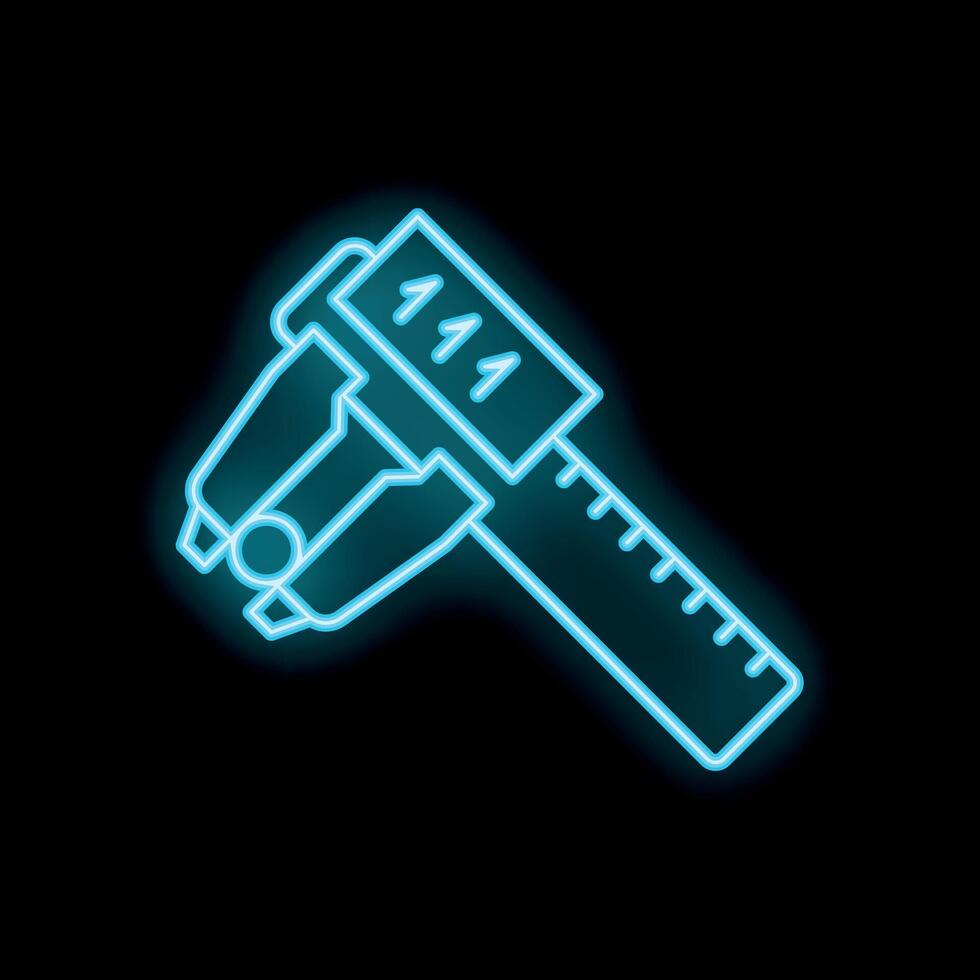 Glowing neon line caliper icon isolated on black background. Vernier caliper symbol illustration vector