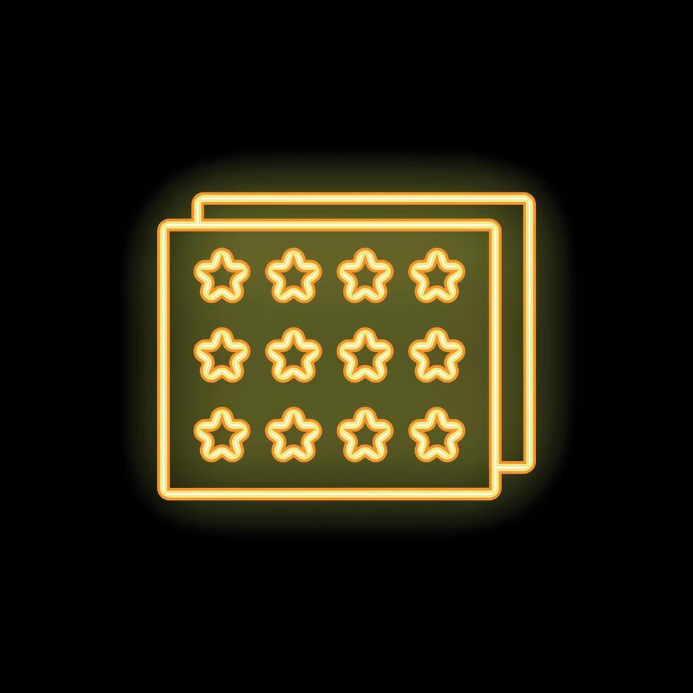 Neon icon of customer review rating with stars on black background vector