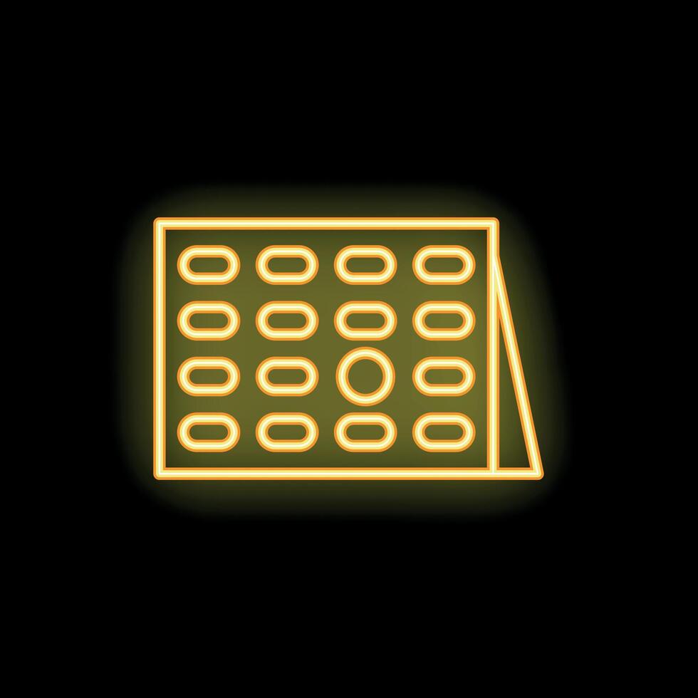 Neon icon of a scoreboard showing game results on black background vector