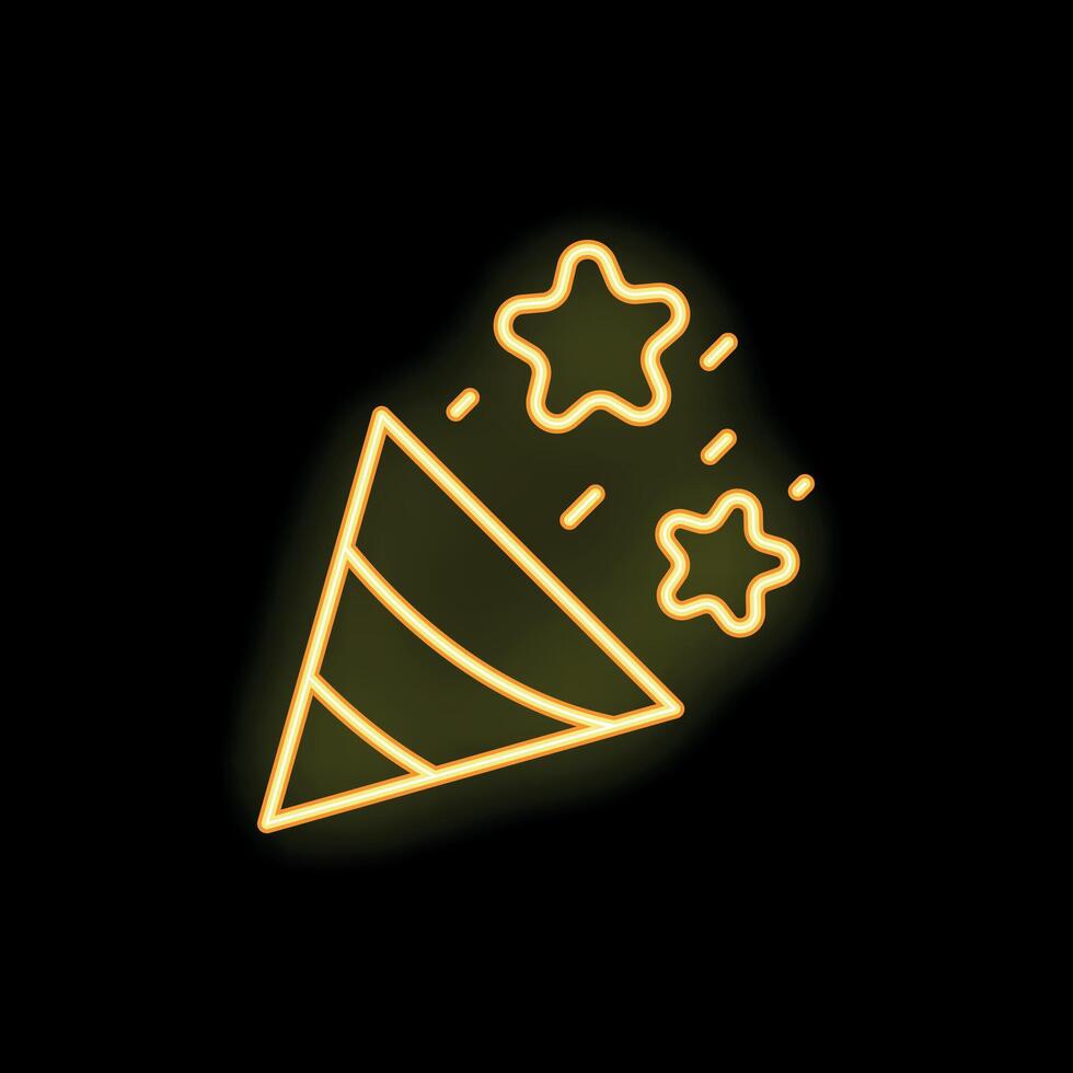 Neon party decoration with confetti exploding from party cracker vector