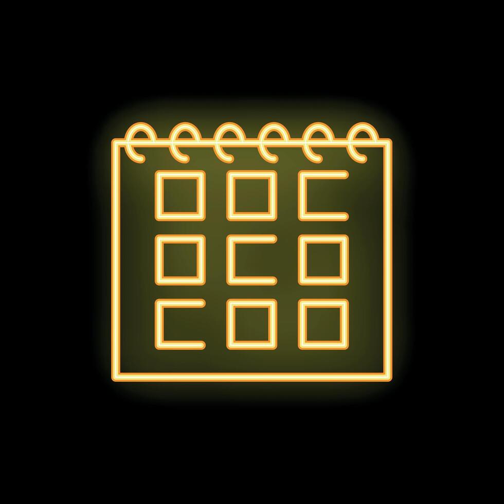 Neon yellow calendar icon glowing on black background 52851345 Vector Neon yellow calendar icon glowing on black background 52851345 Vector