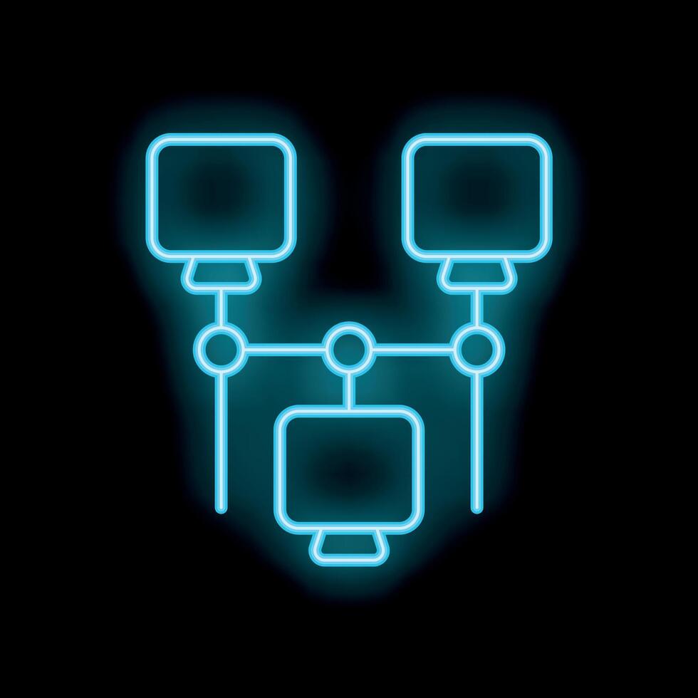 Neon computer network icon representing intranet connection vector