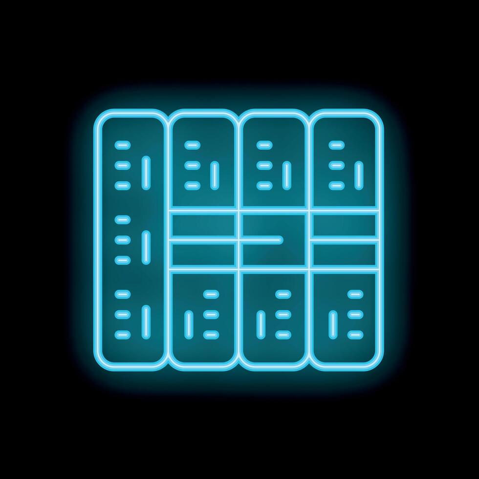 Neon icon of lockers or changing room glowing blue on black background vector