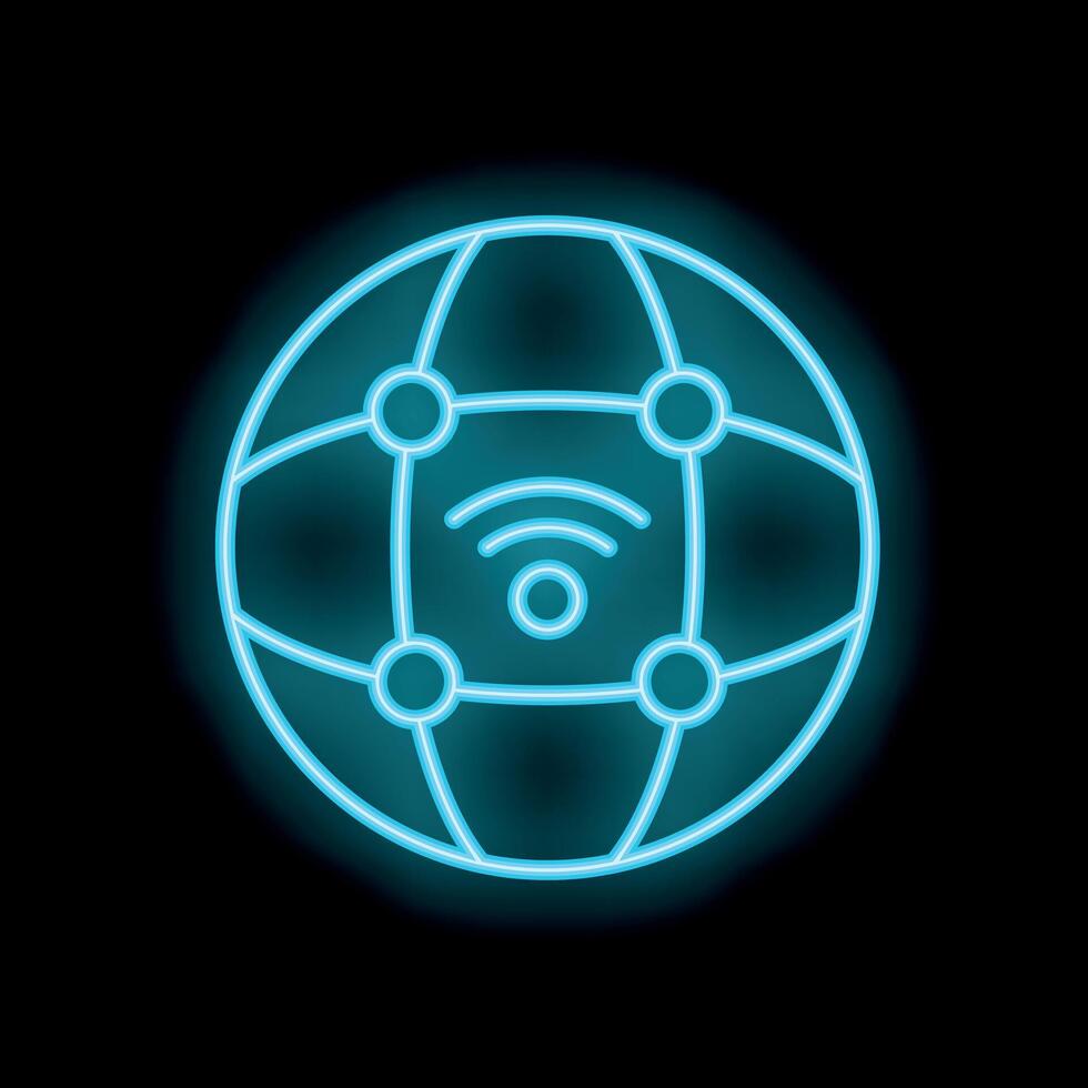 Neon icon of wifi connecting global network points vector