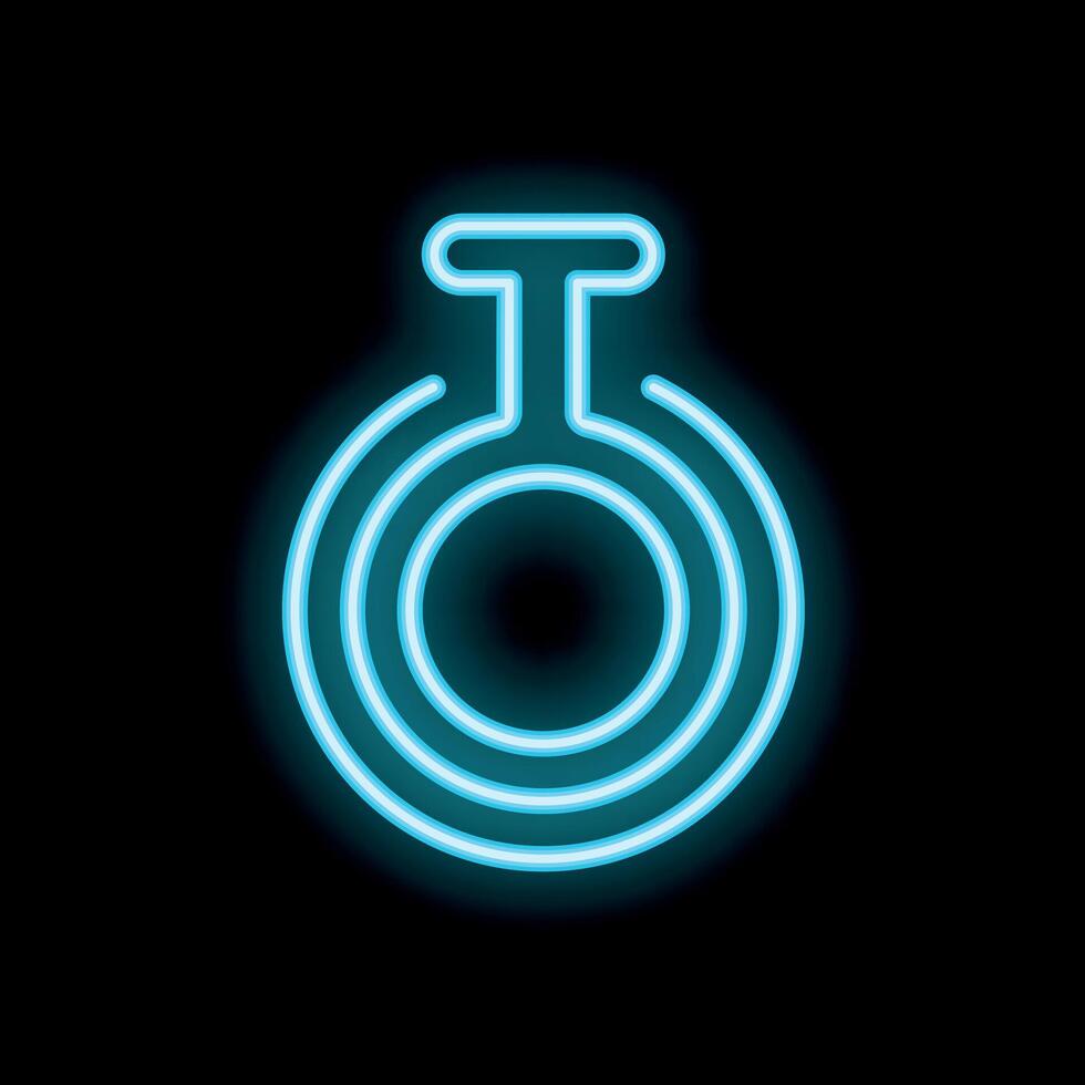 Blue neon gender symbol glowing in the dark vector