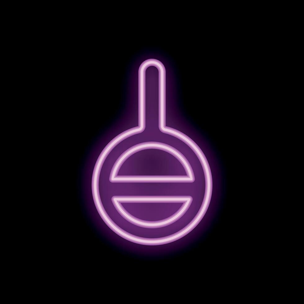 Neon sign of round shop signboard glowing on black background vector