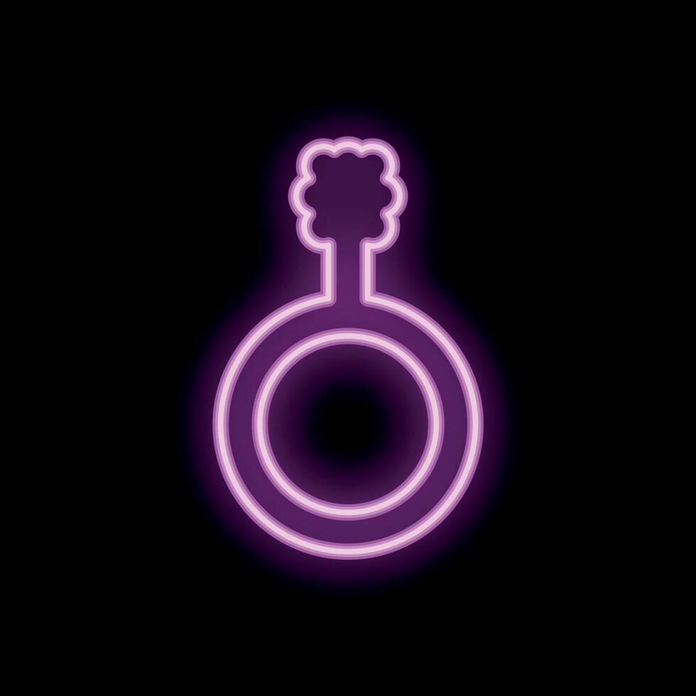 Pink neon female gender symbol glowing on black background vector