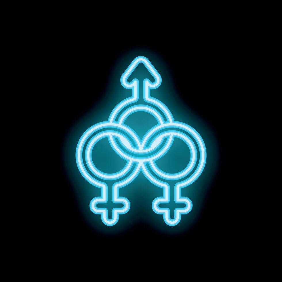 Neon polyamory symbol glowing on black background vector