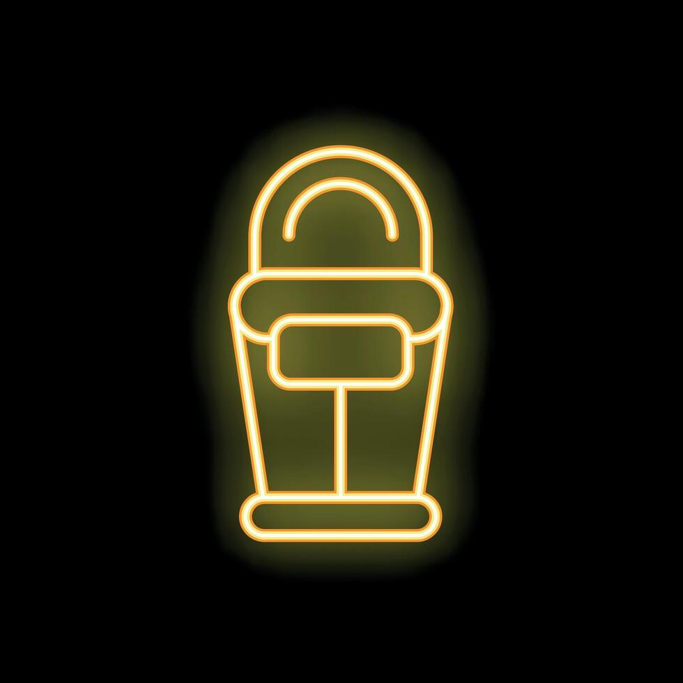 Glowing neon line baby cradle on black background icon vector
