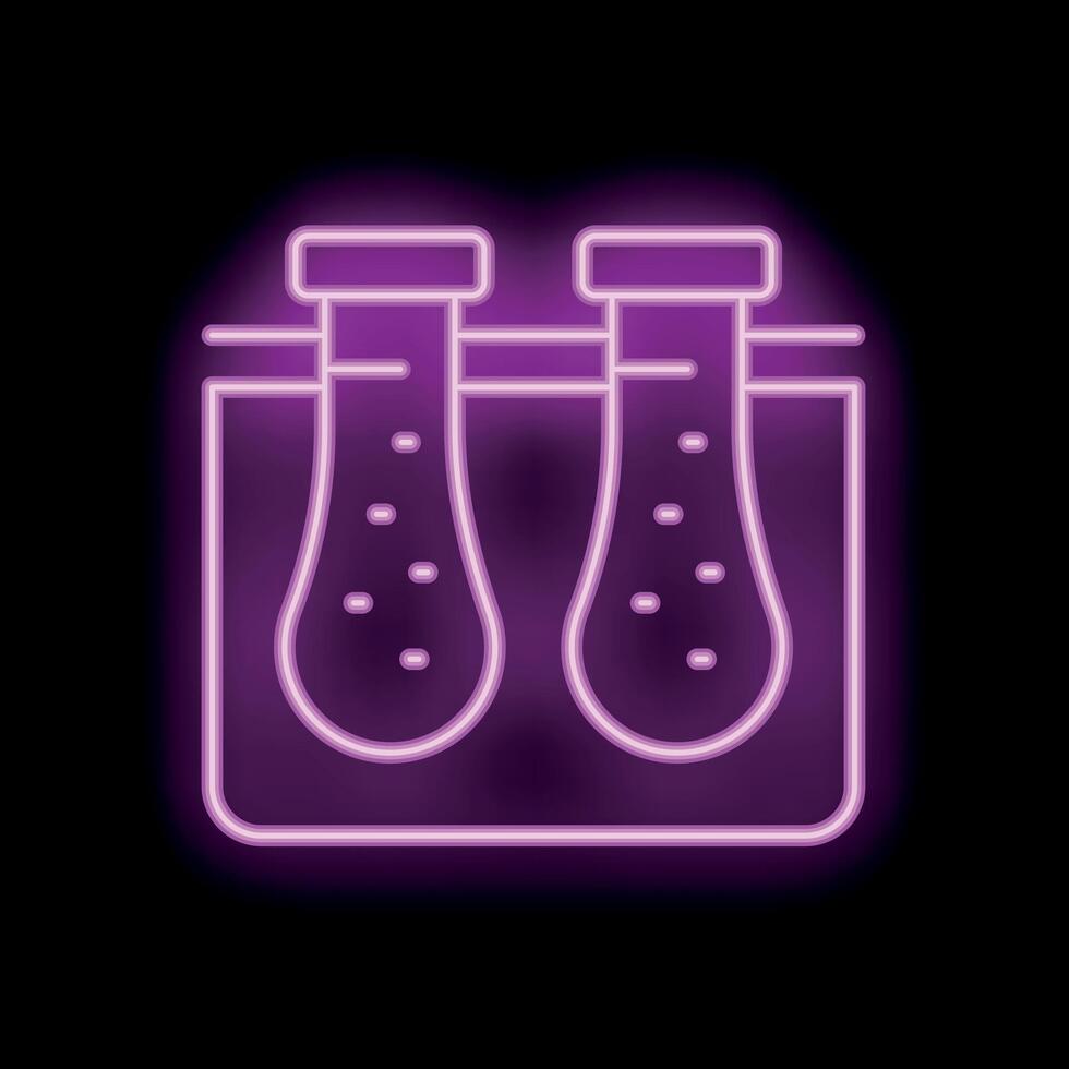 Neon sign of erlenmeyer flasks with bubbling chemical reaction vector