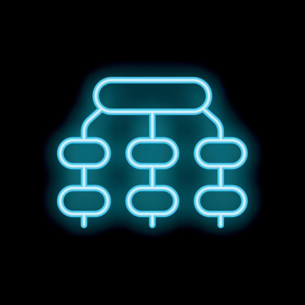 Neon blue site map icon representing website navigation vector