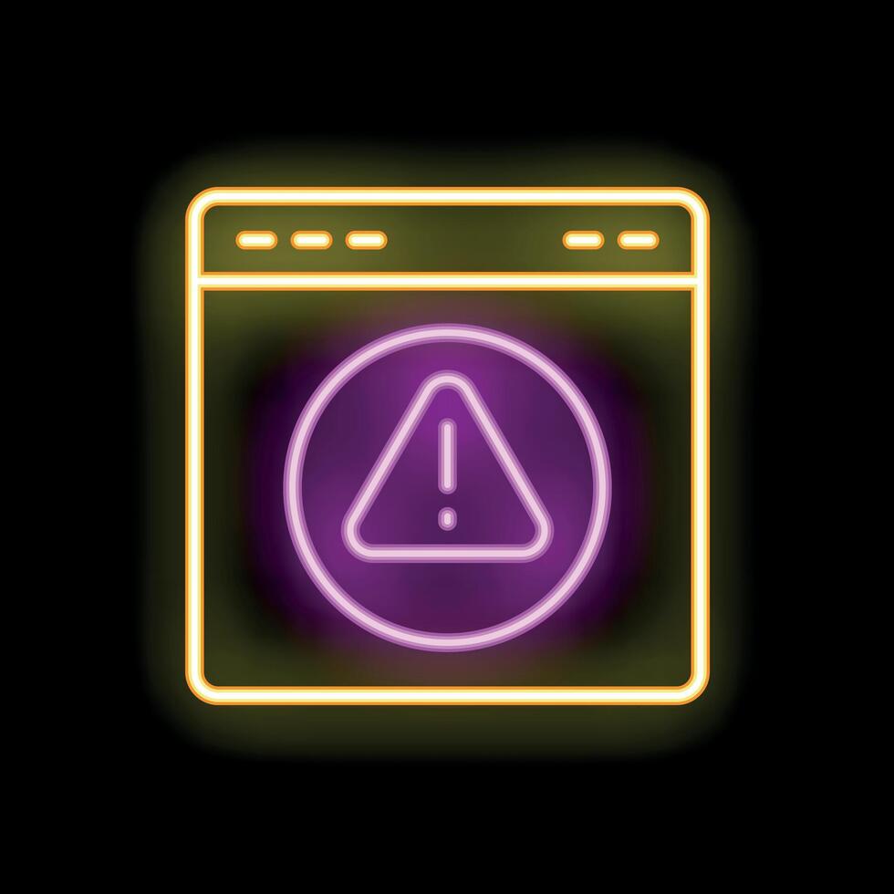 Neon sign showing a warning message on a website vector