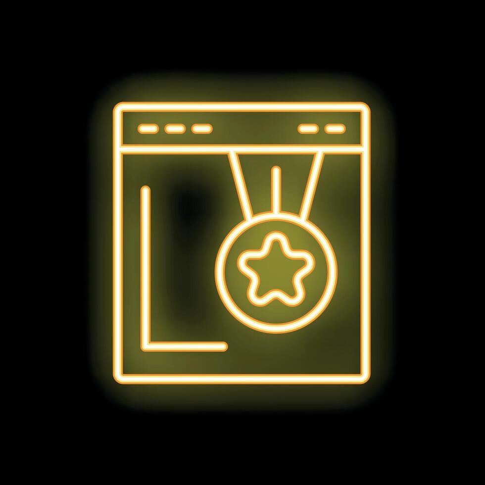 Neon yellow online award icon for dark website background vector