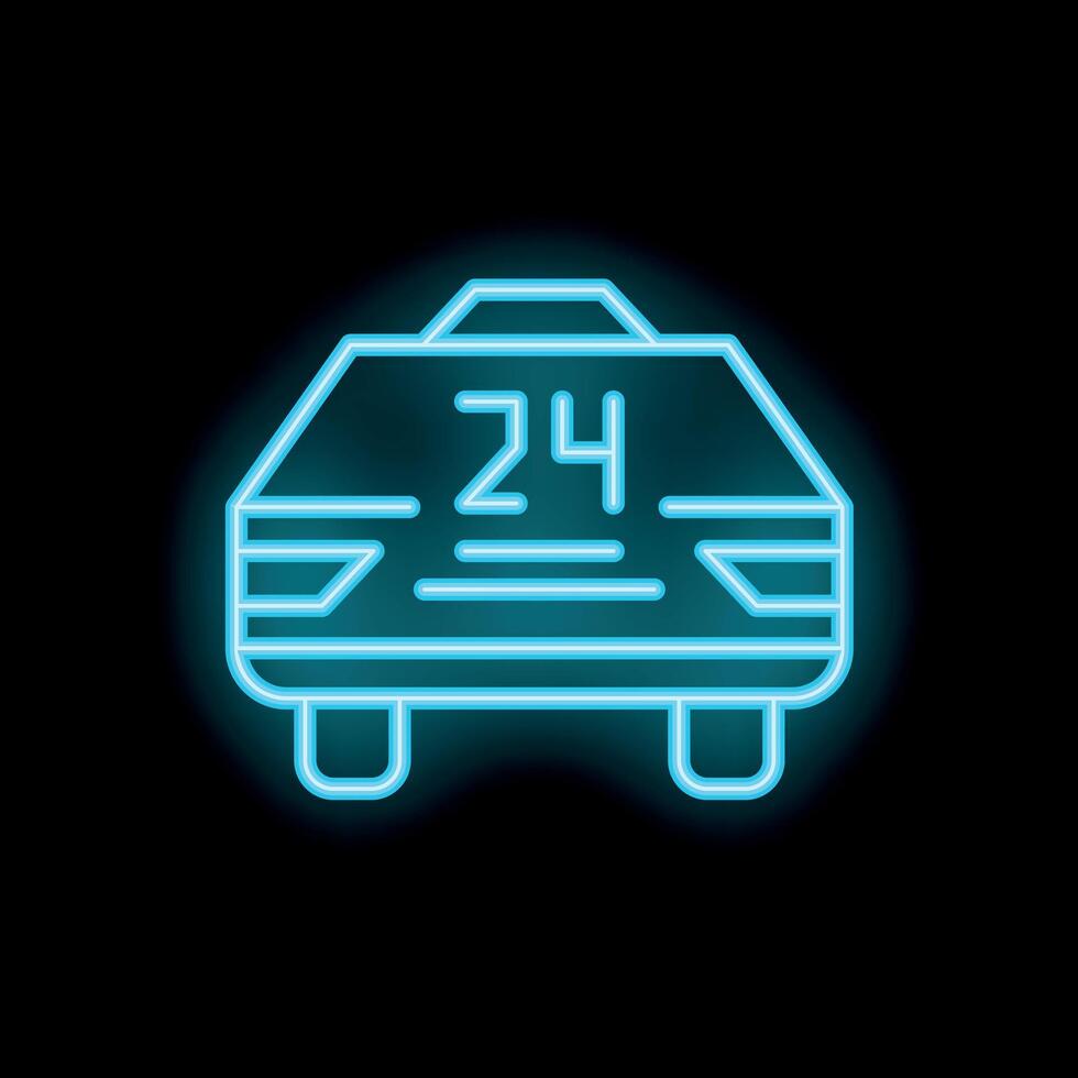 Neon sign showing a taxi cab available 24 hours a day vector