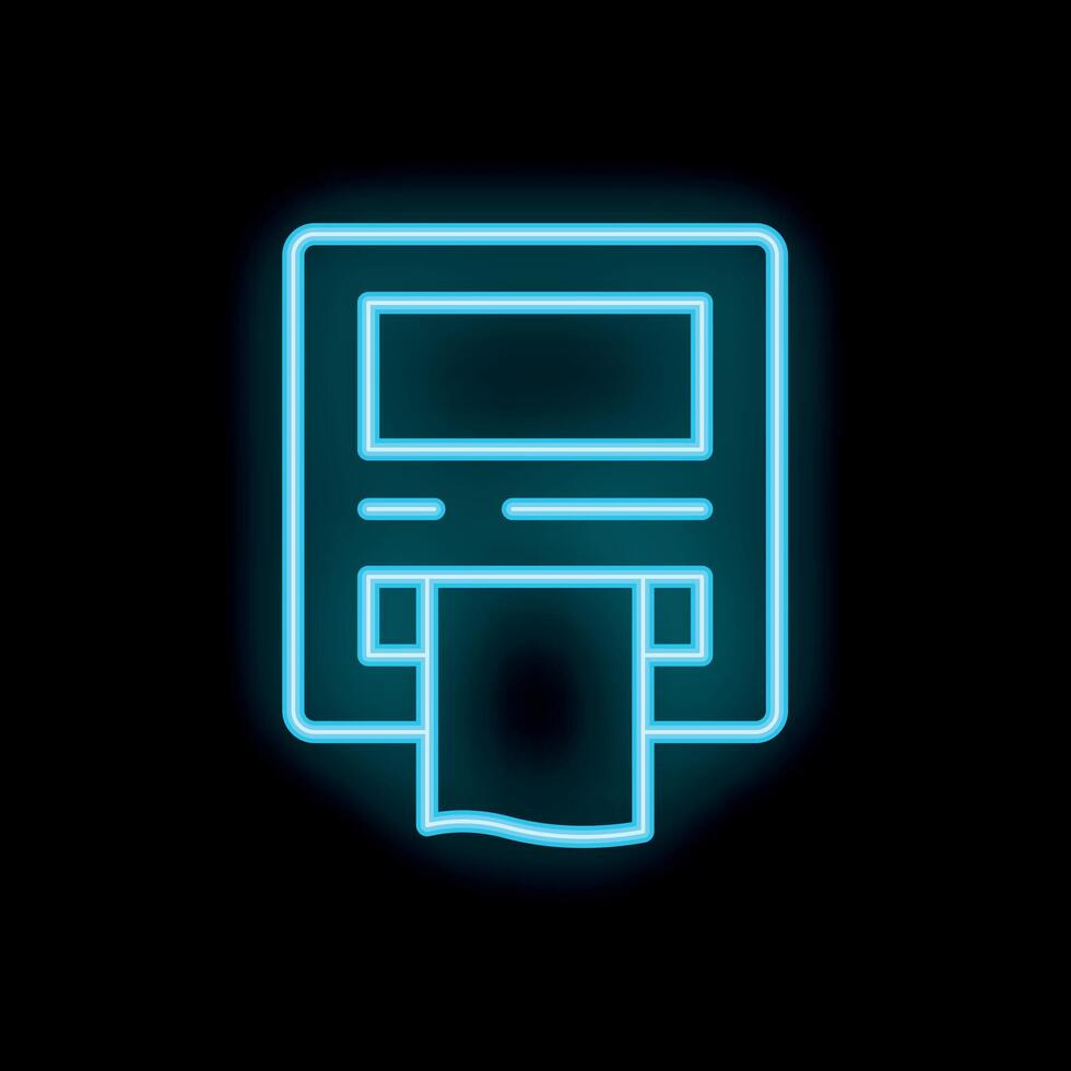 Neon atm cash machine displaying withdraw result on black background vector