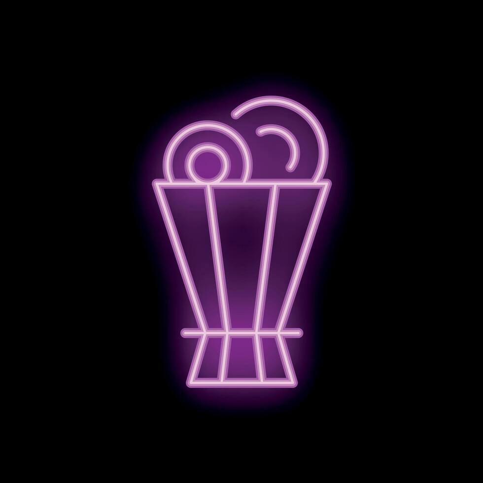 Neon sign representing ice cream cone shining in the dark vector