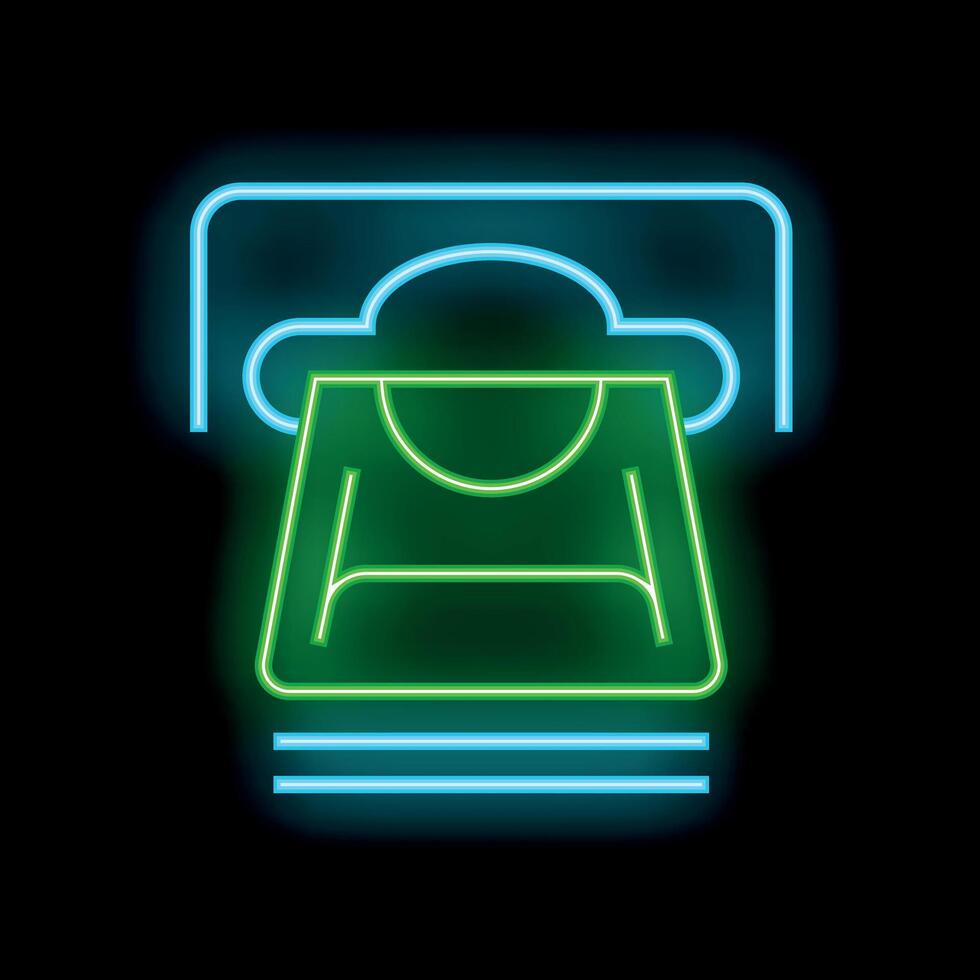 Neon sign representing cloud computing data storage with server and cloud vector