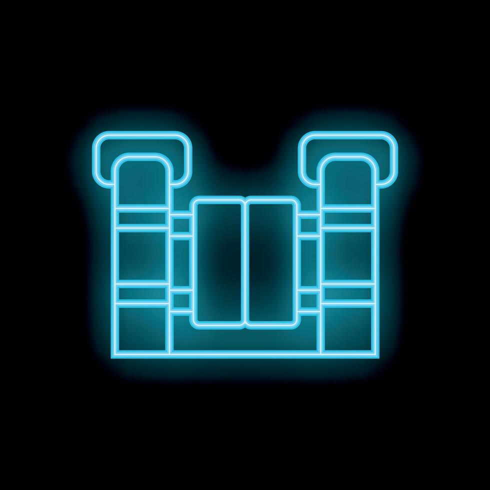 Blue neon icon of a turnstile glowing on a black background vector
