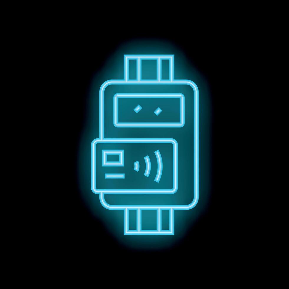 Neon sign of contactless payment terminal accepting credit card vector