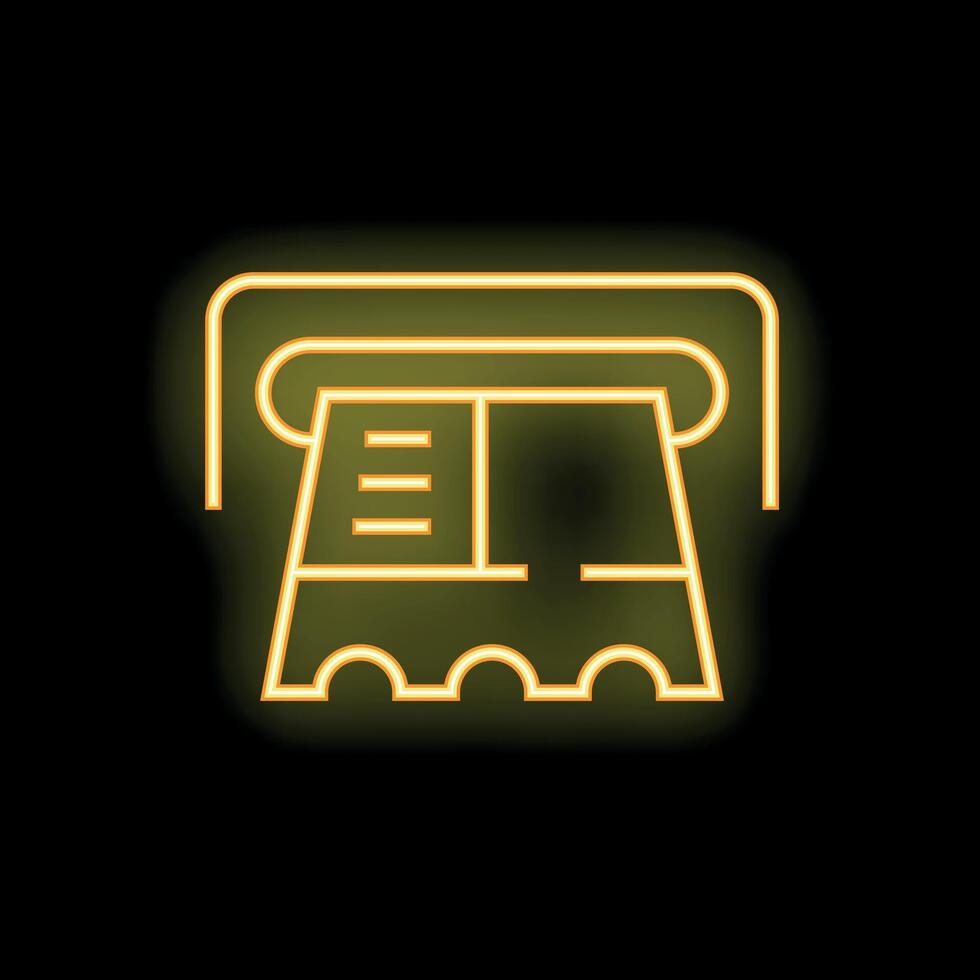 Neon yellow atm cash machine withdraws money vector
