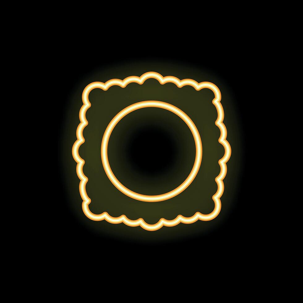 Neon icon of ravioli pasta shining on black background vector