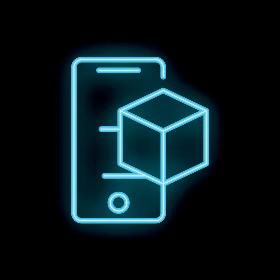 Smartphone displaying augmented reality neon sign vector