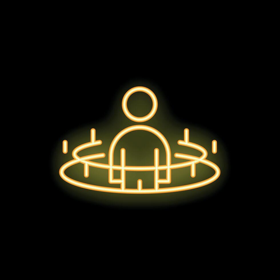 Neon style icon of a person experiencing virtual reality vector