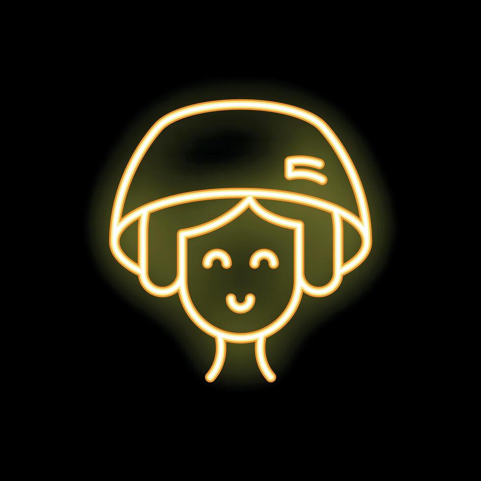 Neon sign of a woman wearing a hairdressing helmet smiling vector