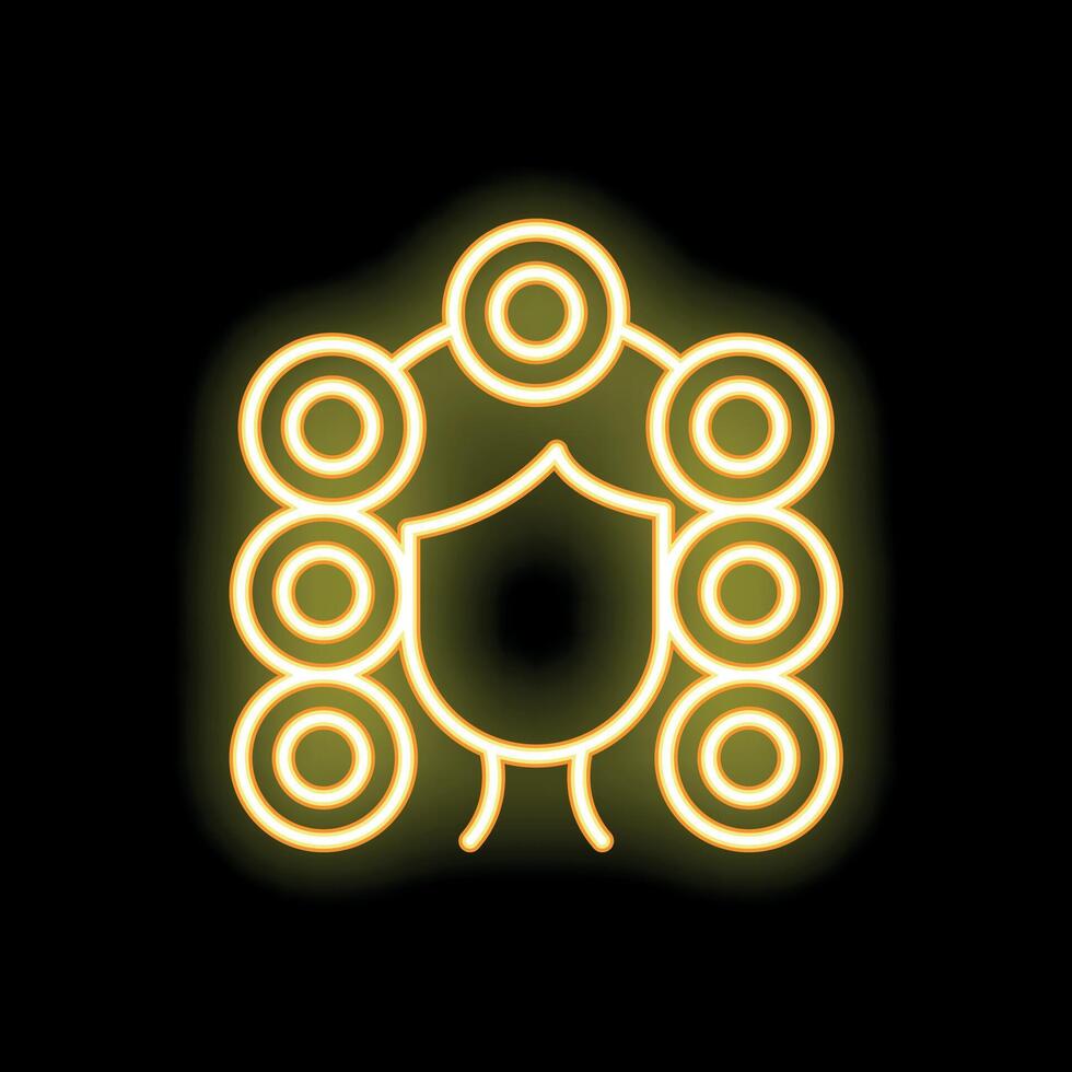 Neon sign showing a woman with curls hairstyle wearing a protection shield vector