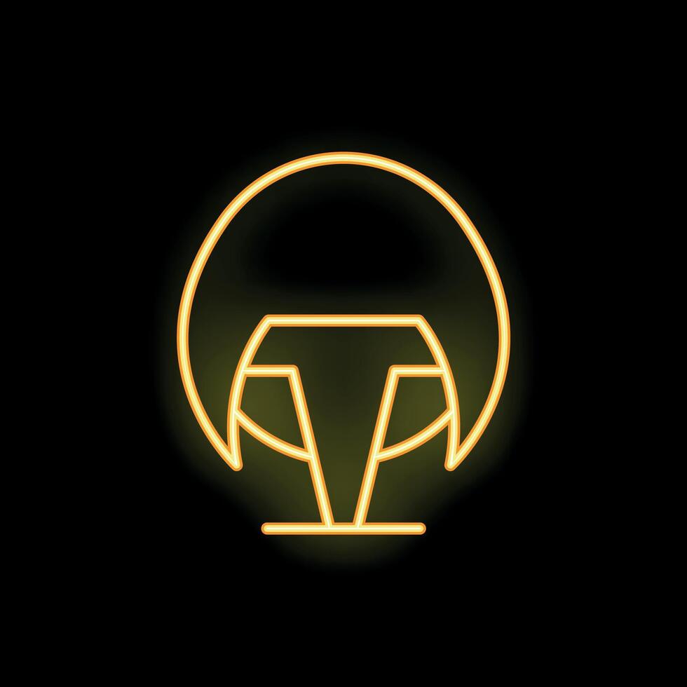 Neon icon of a modern round table with a glass top on a metal base vector