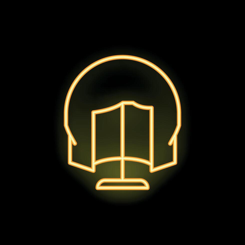 Neon icon of a dressing screen illuminated on black background vector