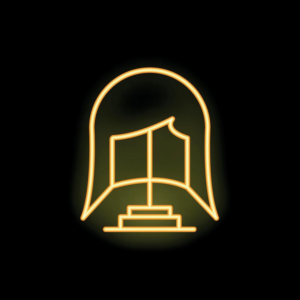 Neon icon of a woman reading a book sitting on a small platform vector