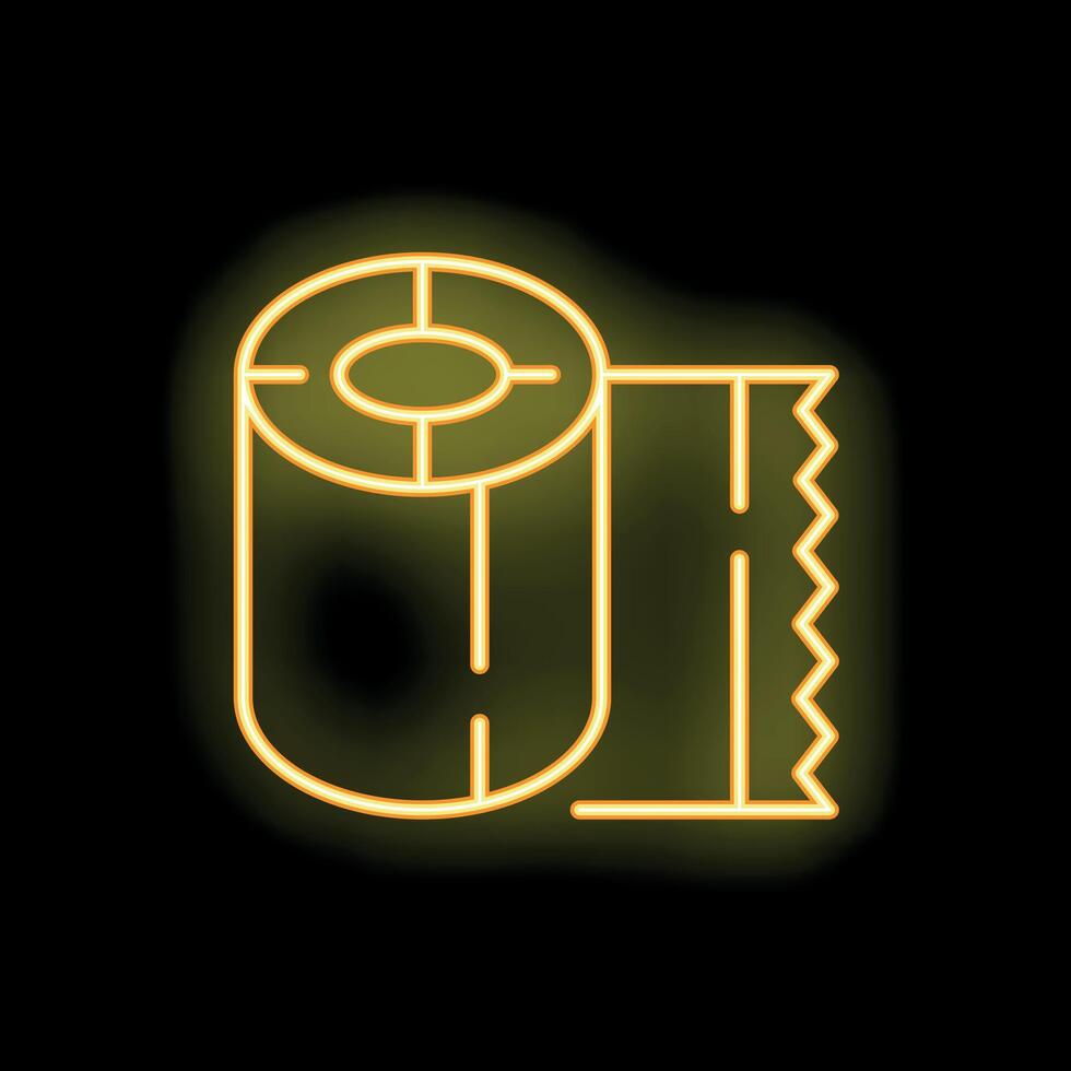Neon icon of thermal paper roll for pos terminal or atm vector