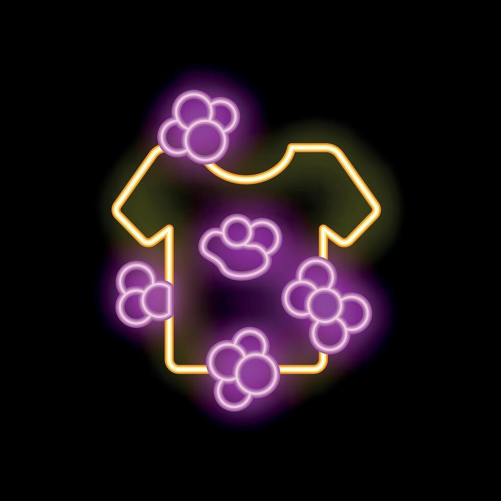 Neon sign representing dirty clothes covered in stains vector
