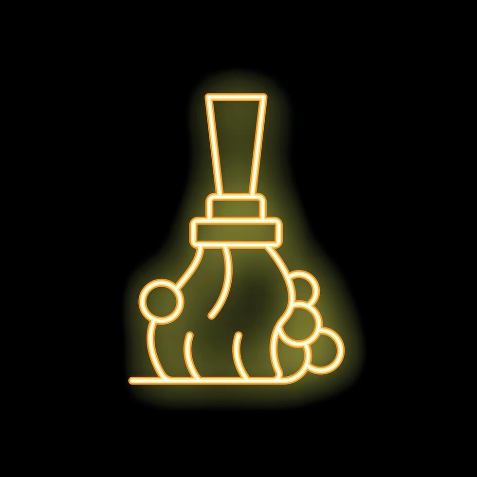 Neon yellow broom sweeping dust particles on black background vector